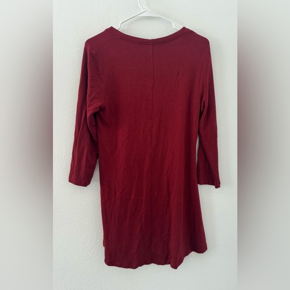 FLAX Tunic Mini Dress 3/4 Sleeves Front Seam Lagenlook Stretch Size Small - Picture 2 of 7